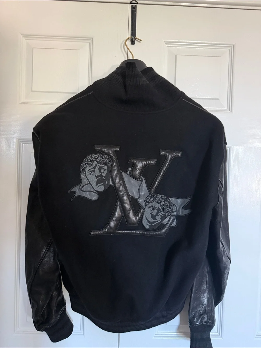 Louis Vuitton Black Bomber Jacket with Embossed LV Motif